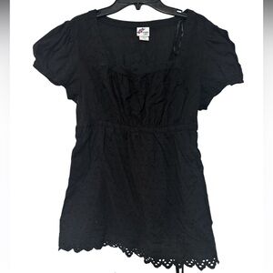 Piper & Blue Chic Black Blouse Elegant Goth Whimsigoth - Size XL GIRLS
